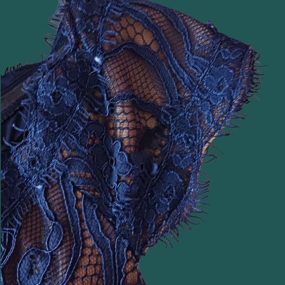 Tadashi Shoji Lace Off-The-Shoulder Sheath Dress Royal Blue Size 8 - Picture 13 of 16